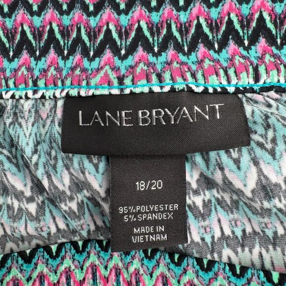 LANE BRYANT 18 20 Vibrant Zig-Zag Print Stretch Jersey Maxi Skirt l Side Slits - Picture 7 of 7